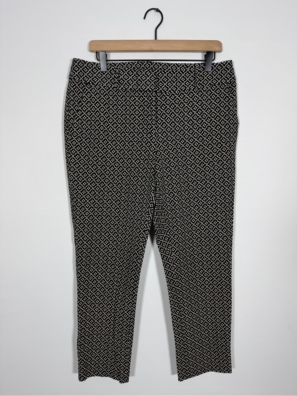 WP23 {LOFT} "Julie Skinny" Black Print Mid Rise Tailored Ankle Dress Pants